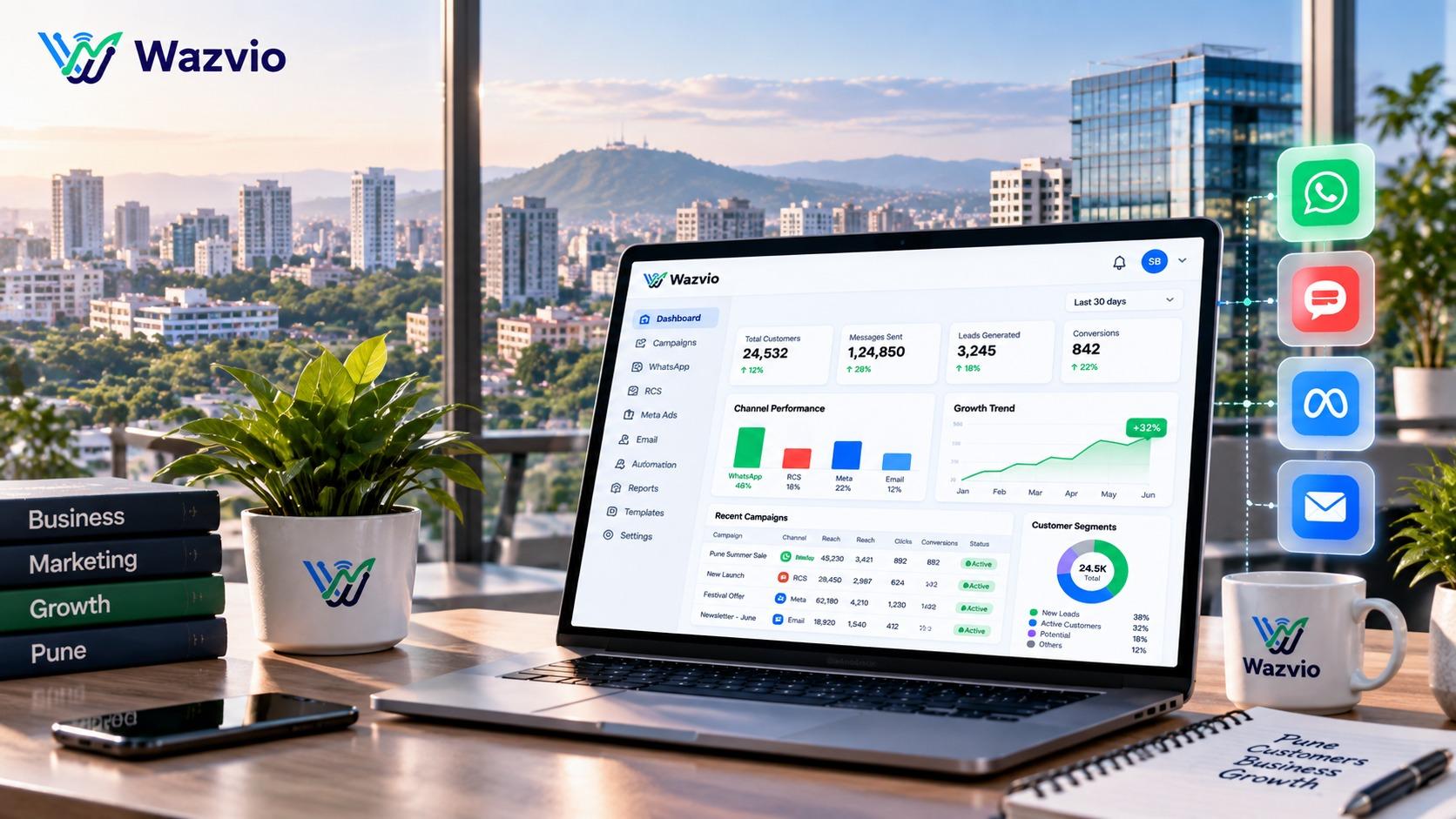 Wazvio marketing dashboard for businesses in Pune